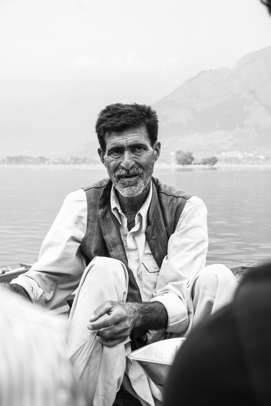 Portrait of an older Danish fisherman with weathered face